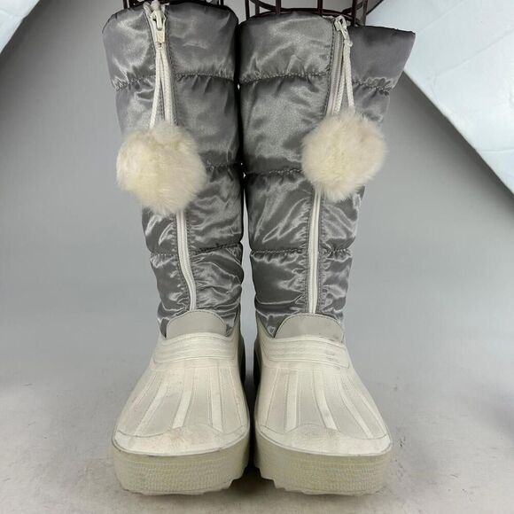 Pajar Women'S Fay II Waterproof Boot US 10 L White Gray Pom Puffer Snow Boots - Picture 2 of 14